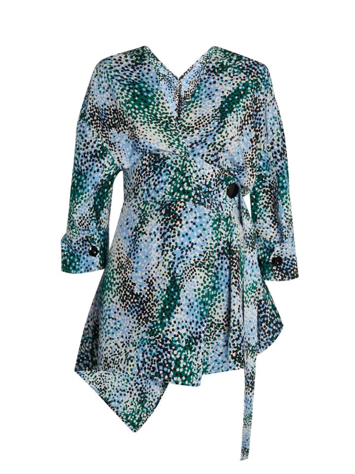 Marni Mist-print Silk-crepe Wrap Top