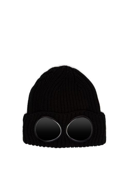 Matchesfashion.com C.p. Company - Ribbed Wool Goggle Beanie - Mens - Black