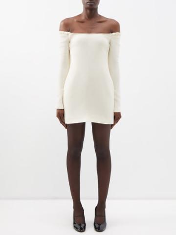 Khaite - Octavia Off-the-shoulder Wool Mini Dress - Womens - Ivory
