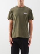 Maison Kitsun - Double Fox Head-patch Cotton-jersey T-shirt - Mens - Khaki