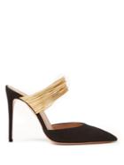 Matchesfashion.com Aquazzura - Rendez Vous 105 Suede Mules - Womens - Black Gold