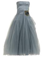 Matchesfashion.com Prada - Crystal Embellished Tulle Gown - Womens - Blue