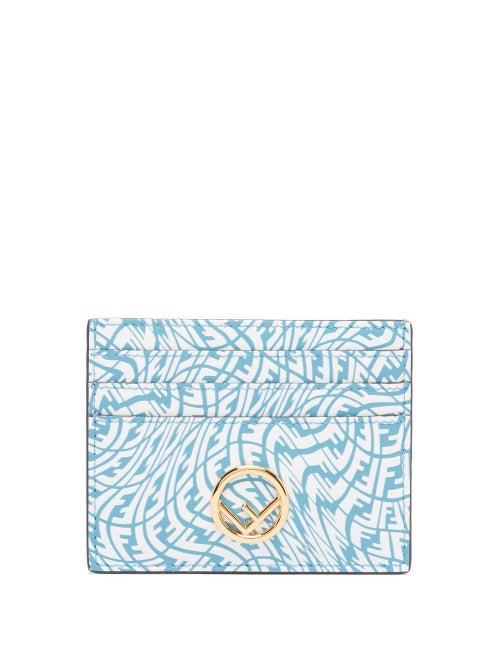 Ladies Accessories Fendi - Ff Vertigo Leather Cardholder - Womens - Blue White