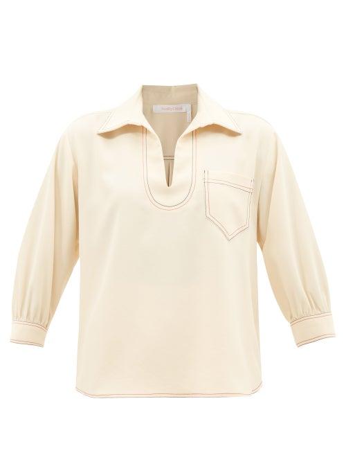 See By Chlo - Topstitched Crepe Shirt - Womens - Cream