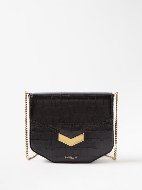 Demellier - London Mini Croc-effect Leather Cross-body Bag - Womens - Black