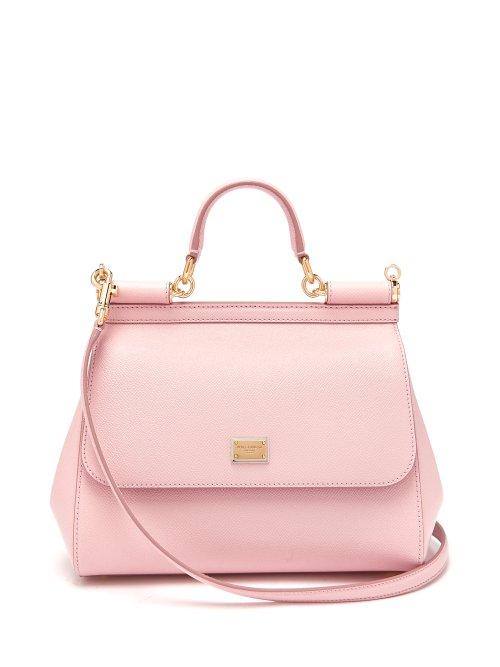 Matchesfashion.com Dolce & Gabbana - Sicily Medium Dauphine Leather Bag - Womens - Light Pink