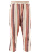 Marrakshi Life - Cropped Striped Cotton Trousers - Mens - Cream Multi
