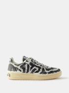 Marni X Veja - V-10 Scribble-print Leather Trainers - Mens - Black White
