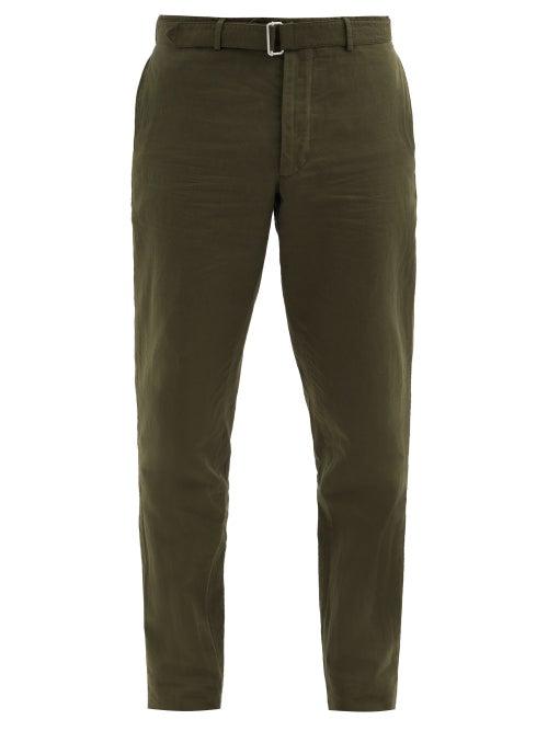Matchesfashion.com Officine Gnrale - Paul Cotton-blend Twill Suit Trousers - Mens - Dark Green