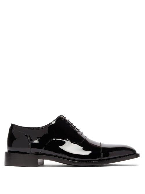 Matchesfashion.com Balenciaga - Crystal Embellished Patent Leather Oxford Shoes - Mens - Black