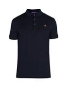 Matchesfashion.com Ralph Lauren Purple Label - Logo Embroidered Cotton Polo Shirt - Mens - Navy