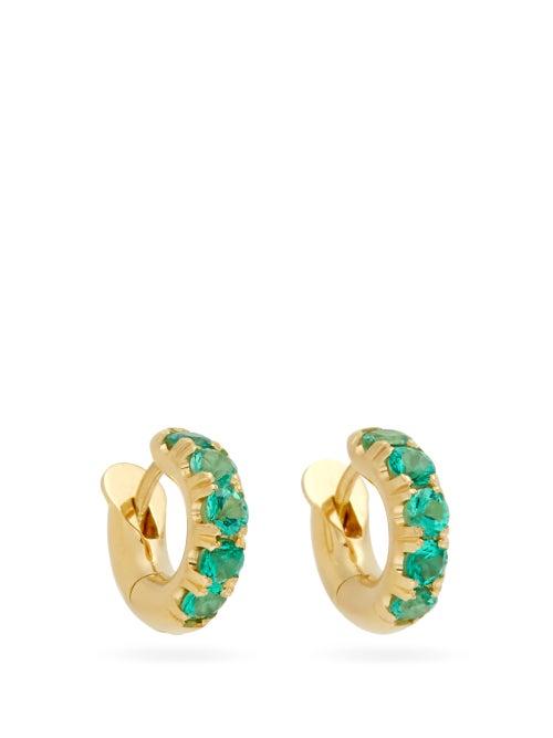 Matchesfashion.com Spinelli Kilcollin - Mini Macro Emerald & 18kt Gold Huggie Earrings - Womens - Green Gold