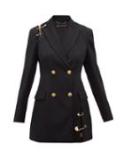 Matchesfashion.com Versace - Safety Pin Embellished Wool Blazer - Womens - Black