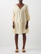 Anaak - Airi Pintucked Silk-habotai Dress - Womens - Champagne