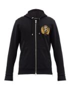 Matchesfashion.com Balmain - Logo-embroidered Zipped Cotton Hooded Sweatshirt - Mens - Black