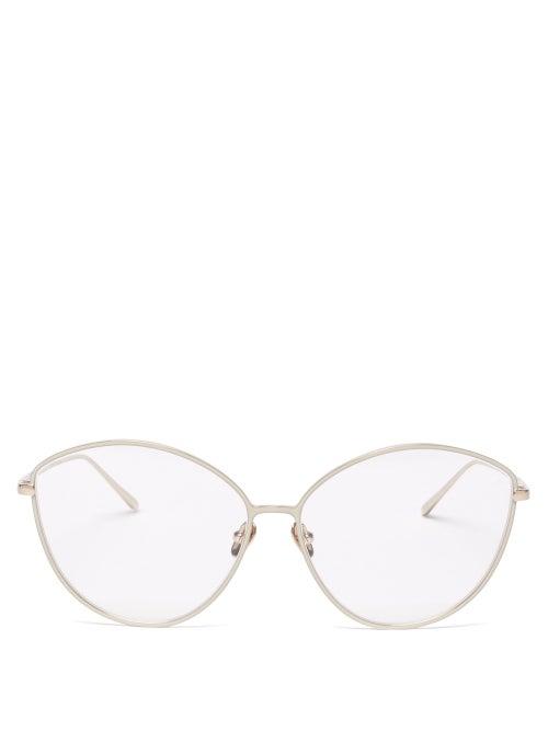 Matchesfashion.com Linda Farrow - Francis Cat-eye Gold-plated Titanium Glasses - Womens - Gold