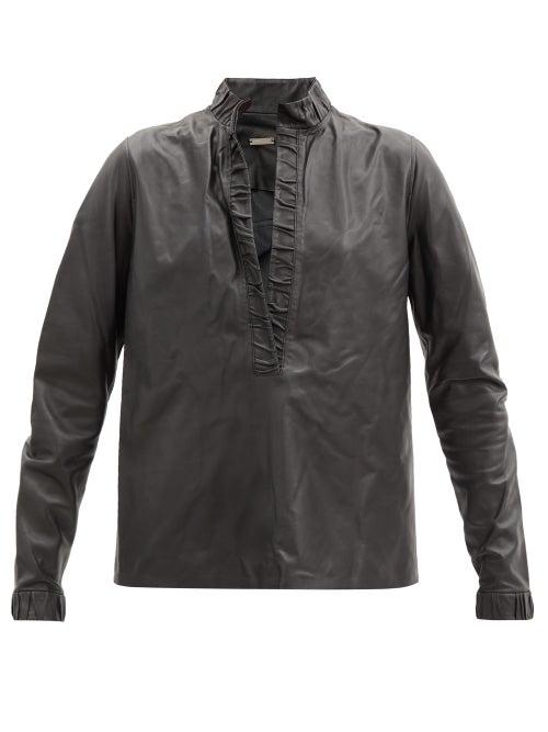 Matchesfashion.com Dodo Bar Or - Kuku Ruched Leather Top - Womens - Black