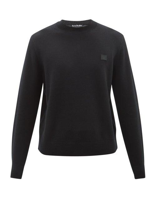 Acne Studios - Face-logo Wool Sweater - Mens - Black