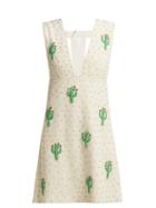 Matchesfashion.com Ganni - Cactus Beaded Mini Dress - Womens - White Multi