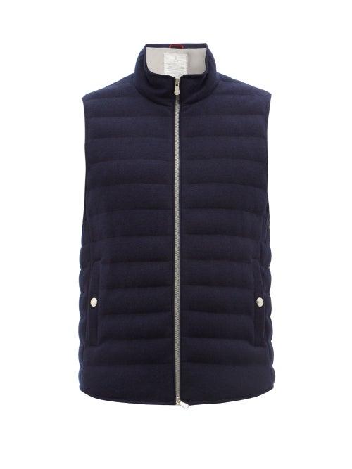 Brunello Cucinelli - Quilted Cashmere Gilet - Mens - Navy