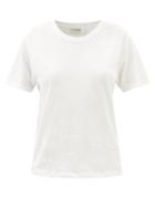 Saint Laurent - Raw-edge Cotton-jersey T-shirt - Womens - Ivory