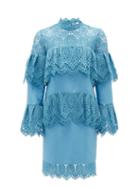 Matchesfashion.com Erdem - Lyndell Layered Guipure-lace & Mikado Satin Dress - Womens - Blue