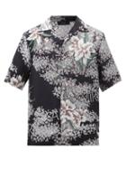 Amiri - Floral-print Silk-twill Short-sleeved Shirt - Mens - Black