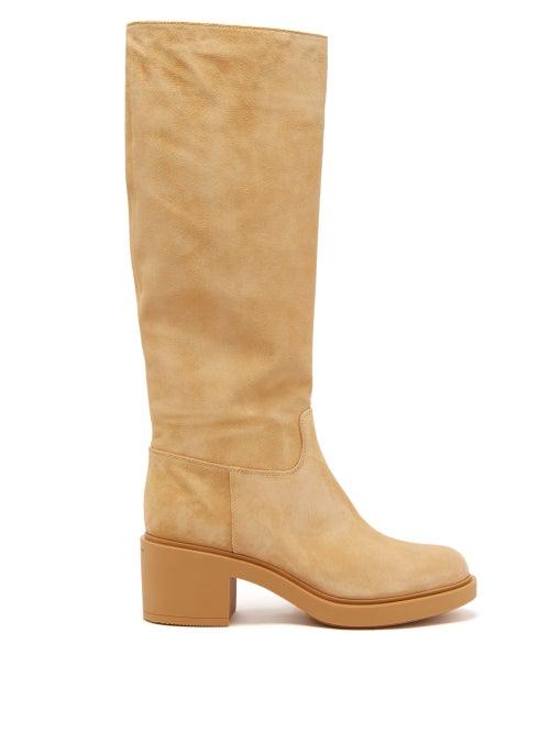 Gianvito Rossi - Hynde Suede Knee Boots - Womens - Beige