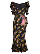 Dolce & Gabbana Bouquet-print Silk-charmeuse Midi Dress