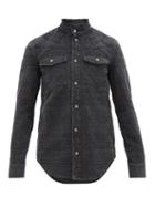 Matchesfashion.com Balmain - Check Woven Denim Shirt - Mens - Black