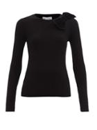 Ladies Rtw Redvalentino - Velvet-bow Rib-knitted Sweater - Womens - Black