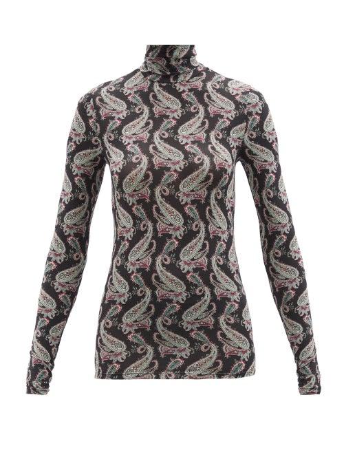 Isabel Marant - Lizyela Paisley-print Roll-neck Top - Womens - Black Multi
