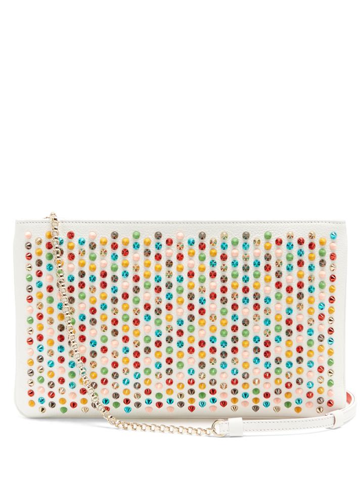 Christian Louboutin Loubiposh Spike-embellished Leather Clutch