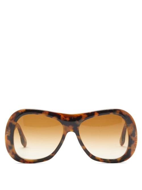 Matchesfashion.com Victoria Beckham - Flat-top Tortoiseshell Acetate Sunglasses - Womens - Brown Multi