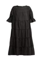 Matchesfashion.com Merlette - Paradis Tiered Cotton Dress - Womens - Black