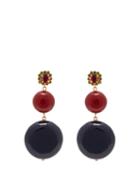 Matchesfashion.com Marni - Circle Drop Crystal Embellished Earrings - Womens - Black