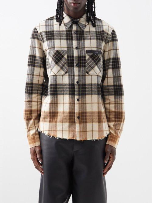 Amiri - Dip-dyed Cotton Checked Shirt - Mens - Tan Multi