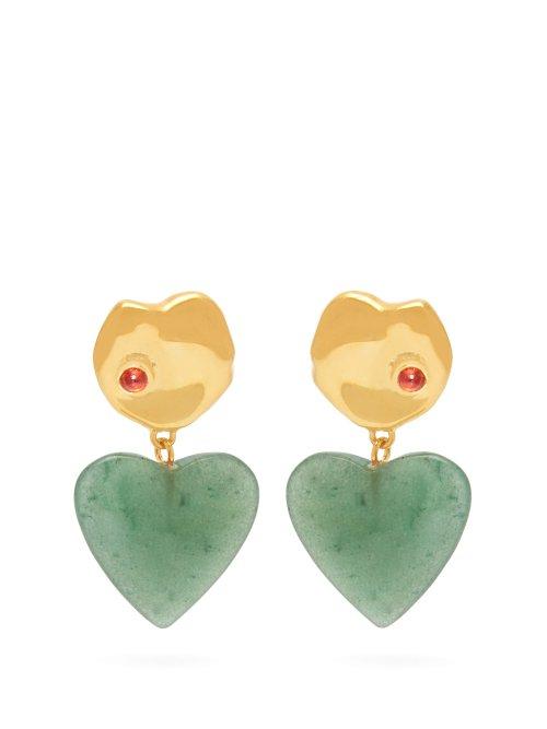 Matchesfashion.com Lizzie Fortunato - Venice 24kt Gold Plated Drop Earrings - Womens - Green