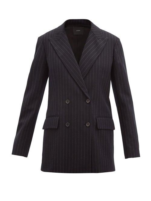Matchesfashion.com Joseph - Jorgan Double-breasted Wool Blend-flannel Jacket - Womens - Navy