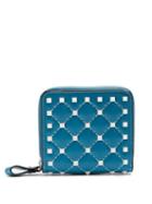 Matchesfashion.com Valentino - Rockstud Spike Zip Around Leather Wallet - Womens - Blue White