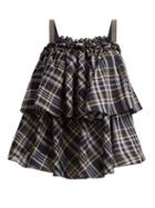 Matchesfashion.com Brunello Cucinelli - Embellished Checked Cotton Blend Top - Womens - Blue Multi