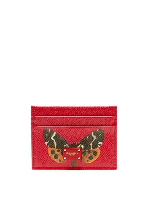 Matchesfashion.com Dolce & Gabbana - Butterfly Print Leather Cardholder - Womens - Red Multi