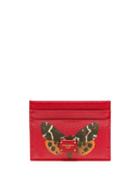 Matchesfashion.com Dolce & Gabbana - Butterfly Print Leather Cardholder - Womens - Red Multi