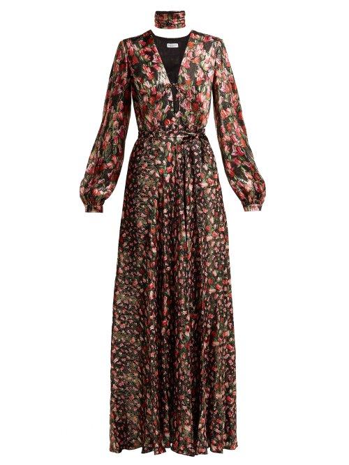 Matchesfashion.com Raquel Diniz - Geena Silk Maxi Dress - Womens - Black Red