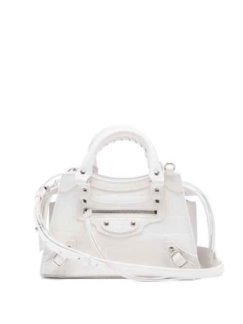 Matchesfashion.com Balenciaga - Neo Classic City Crocodile-effect Leather Bag - Womens - White