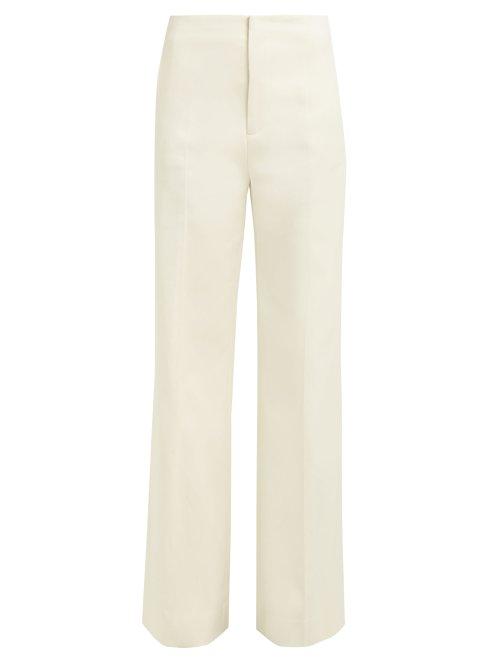Matchesfashion.com Joseph - Kirk Wide Leg Cotton Blend Trousers - Womens - Ivory