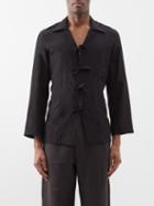 L.e.j - Tie-front Silk Crepe De Chine Shirt - Mens - Black