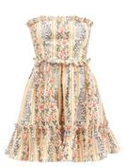 Agua By Agua Bendita - Rosa Floral-print Strapless Cotton Mini Dress - Womens - Multi