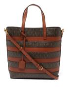 Saint Laurent - Le Monogramme Coated-canvas And Leather Tote Bag - Womens - Dark Brown