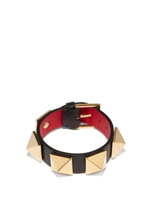 Matchesfashion.com Valentino Garavani - Roman Stud Leather Bracelet - Womens - Black